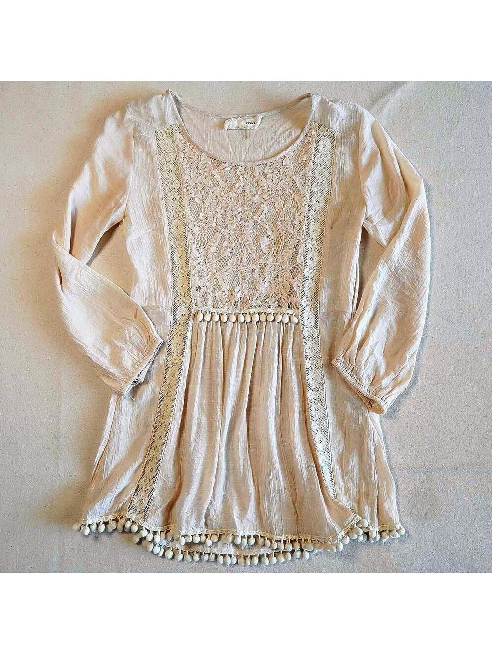 a'reve dainty boho lace cotton tunic blouse